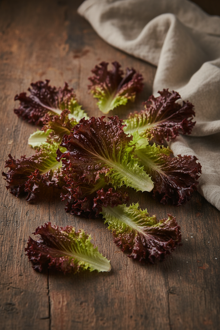 Farm-Fresh Organic Lollo Rossa Red Salad Leaves (Hand-Picked, 4.5oz)