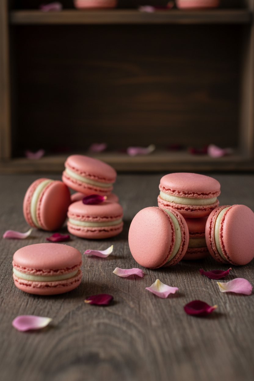 Rose Lychee Macarons
