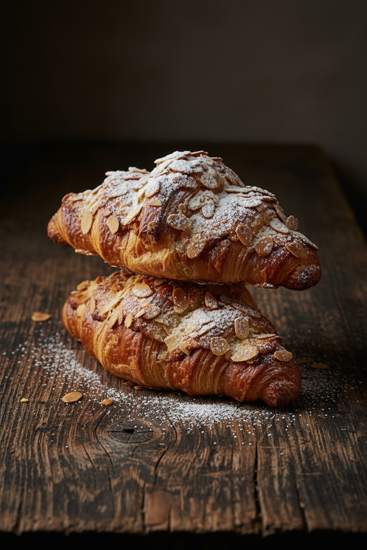 Two Almond Croissants Stacked