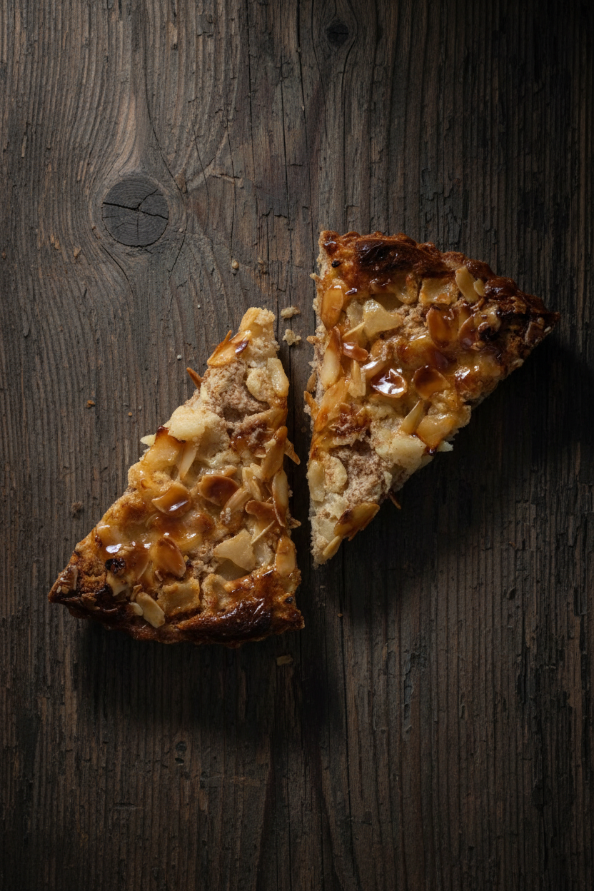 Almond Croissant Slices Dark Wood
