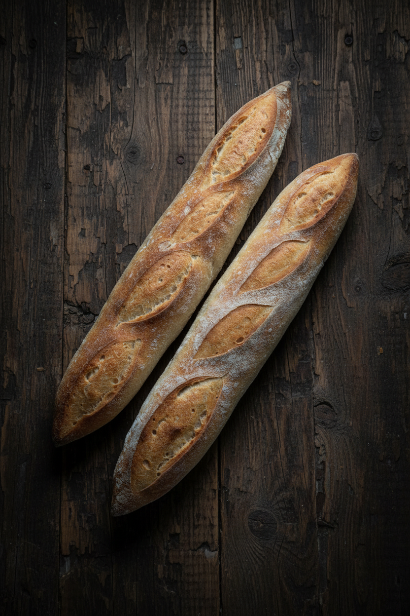 Baguettes Dark Wood Background