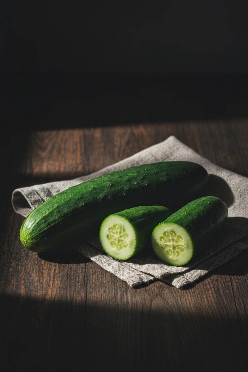 Cucumbers Dark Wood Linen