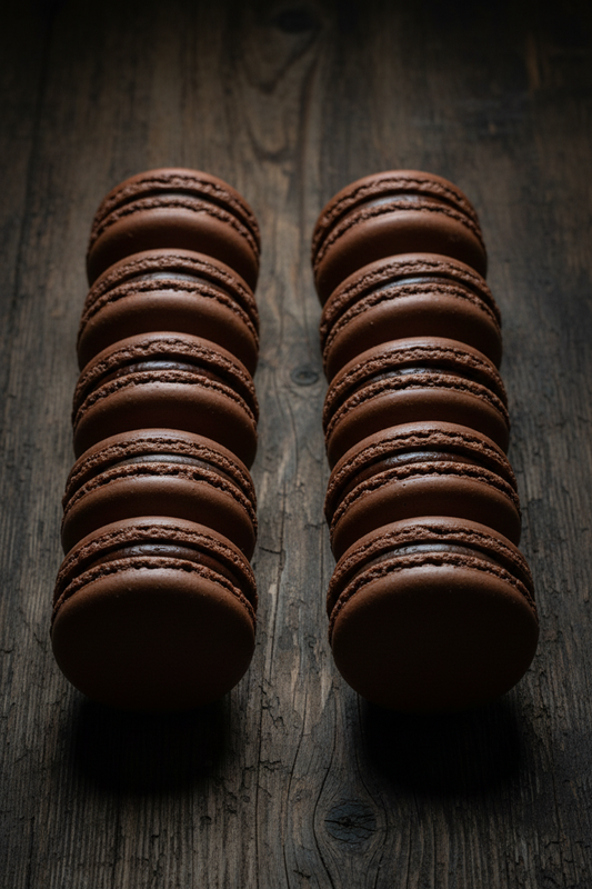 Dark Chocolate Macarons Dark Wood