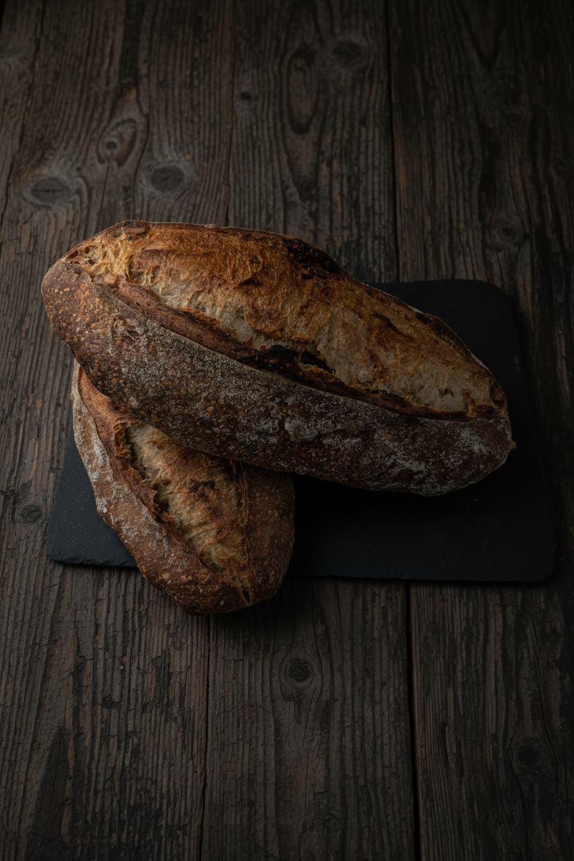 Fig Raisin Sourdough Dark Wood Background