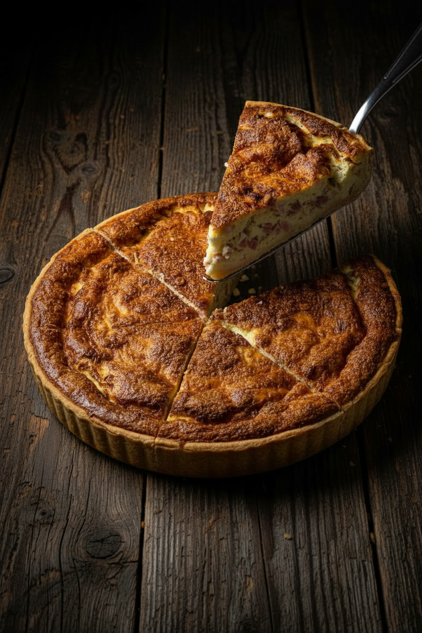Ham & Cheese Quiche with Silver Utensil