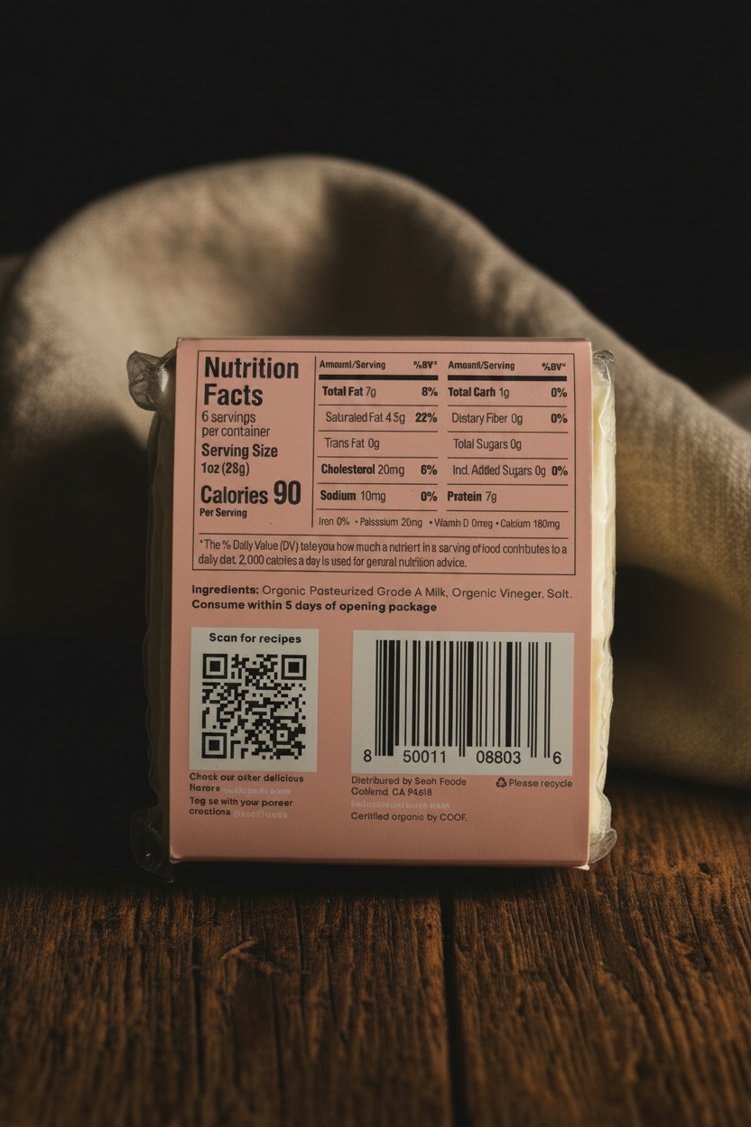 SACH Organic Paneer – Back, Extreme Close-Up