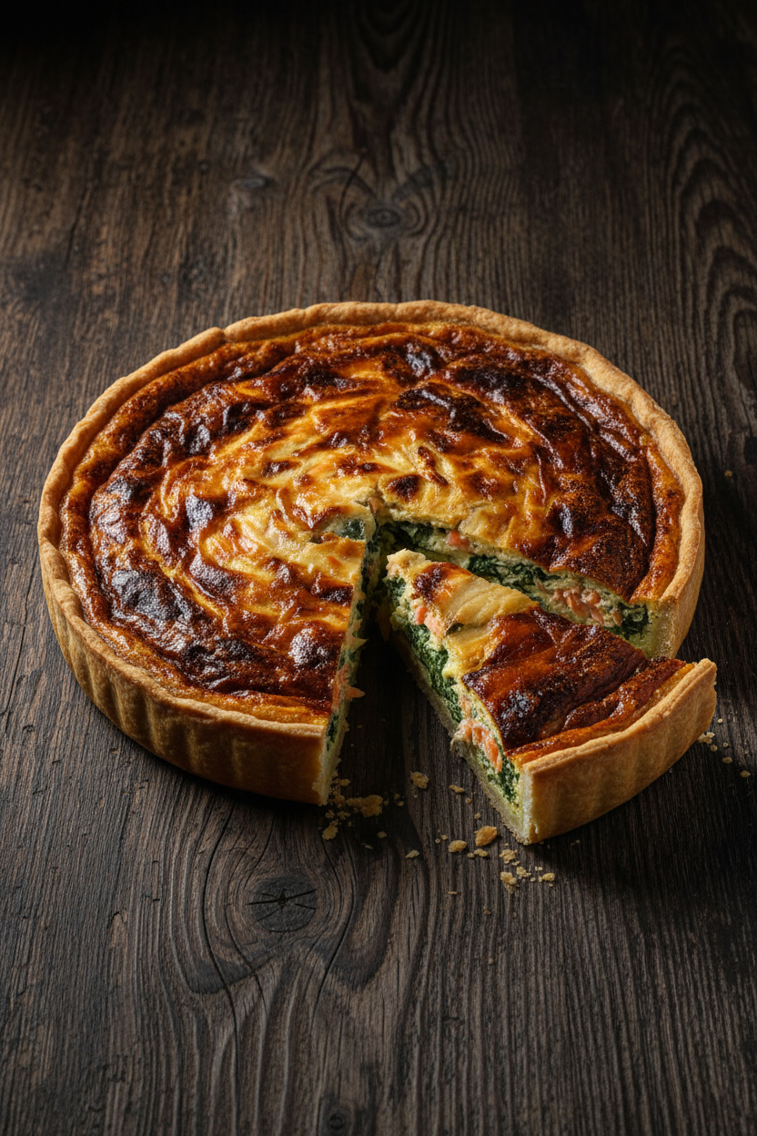 Salmon Spinach Quiche Portrait