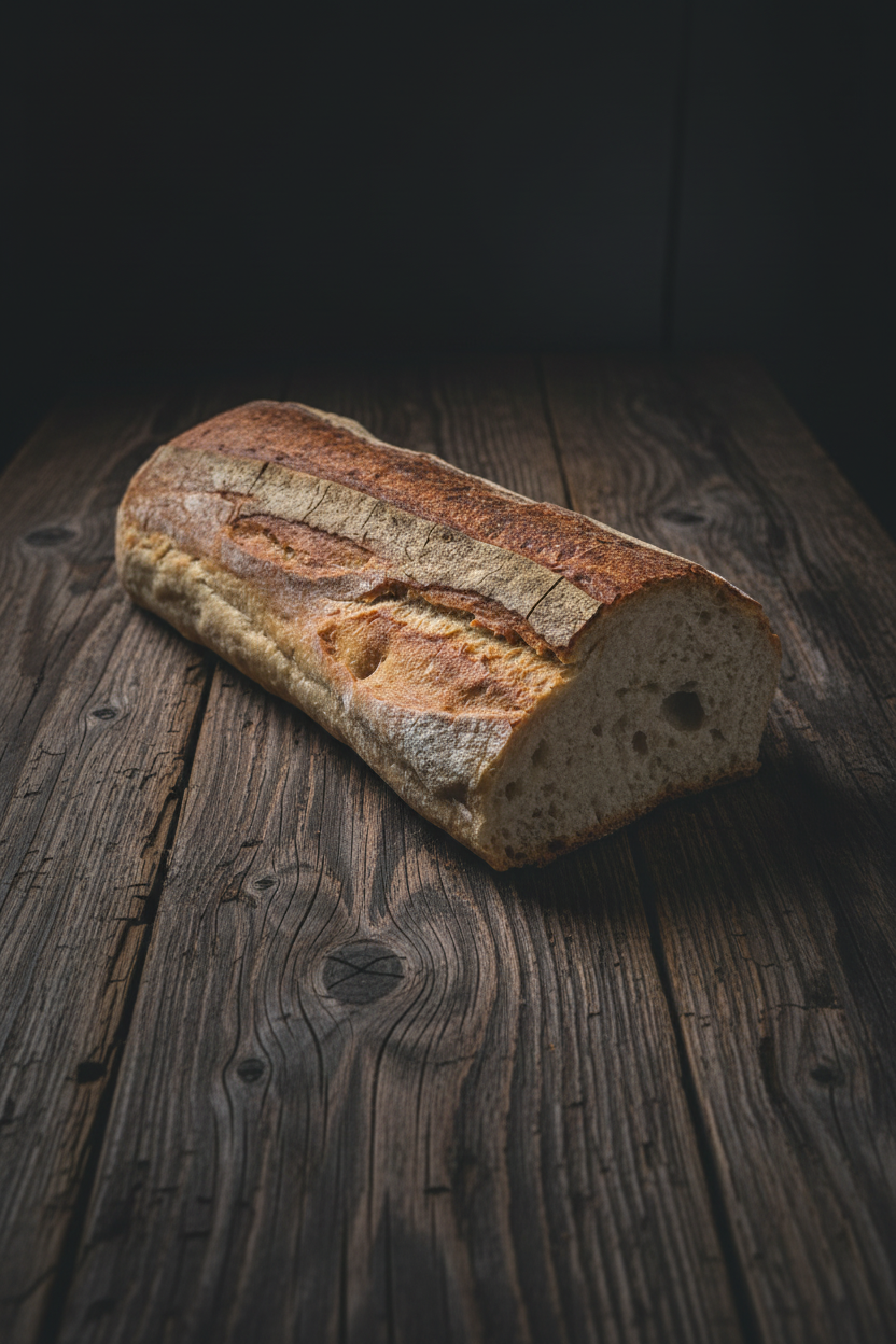 Sourdough Batard Dark Wood Portrait
