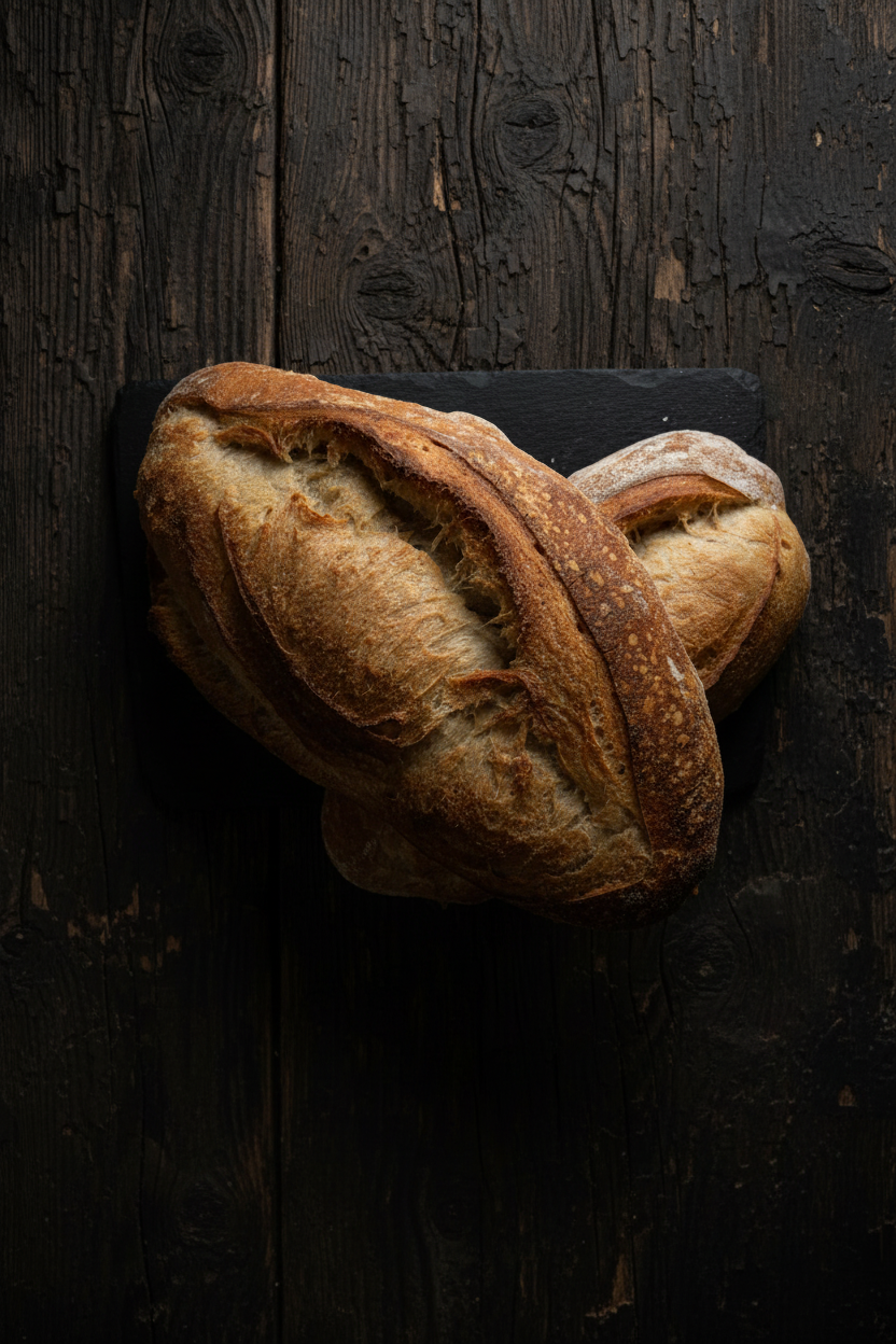 Sourdough Dark Wood Background Portrait
