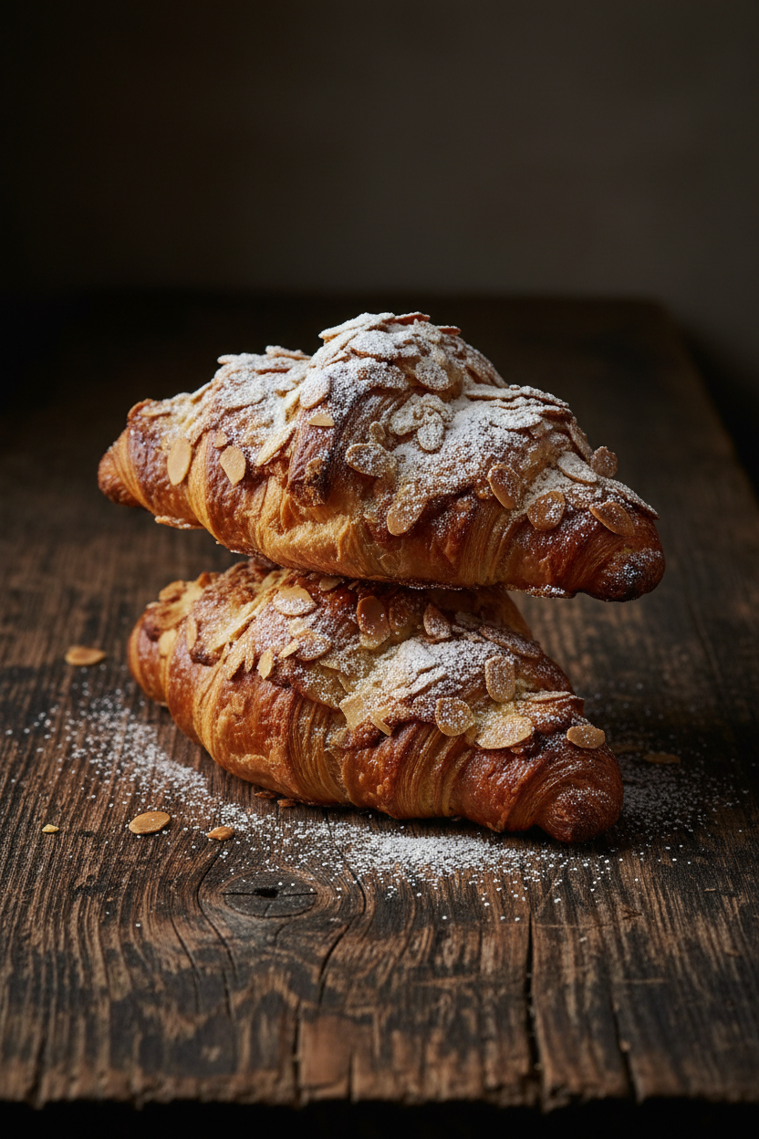 Two Almond Croissants Stacked